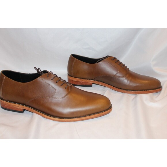 NISOLO MEN\'S EVERYDAY OXFORD LEATHER DRESS SHOES BROWN SZ 9 NEW $188 main image 6